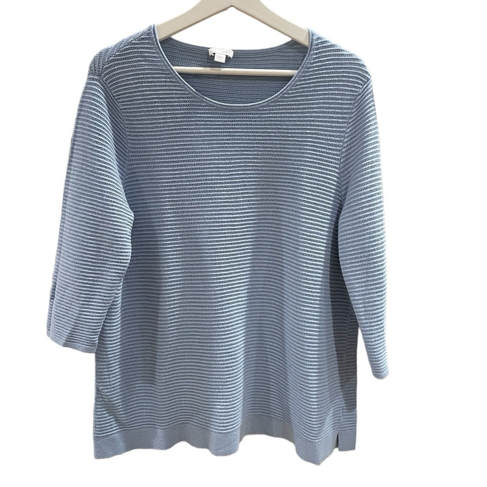 J. Jill Knit 3/4 Sleeve Blue Sweater
